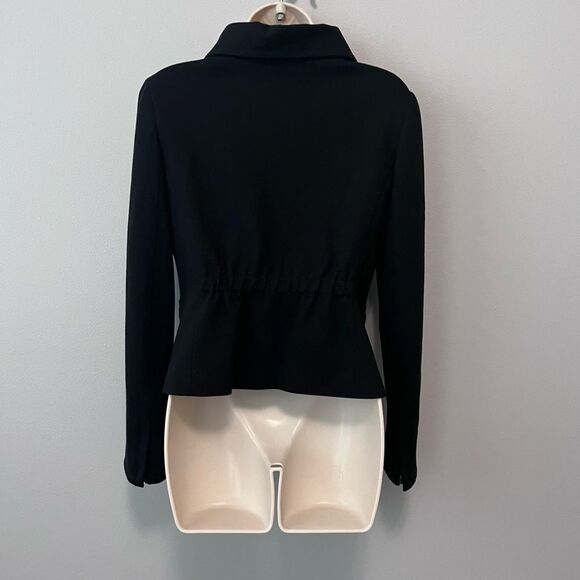 Theory Black Mariony Collar Zip Up Jacket Blazer Size 8 - Picture 5 of 10